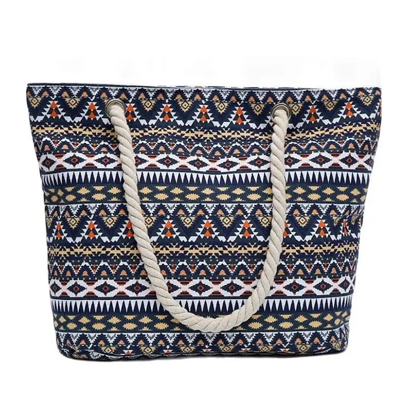 2023 Hot Printed Geometry Canvas Shoulder Bags Large Size Shopping Bags CottonStrap Beach Bags Drop Shipping MN987