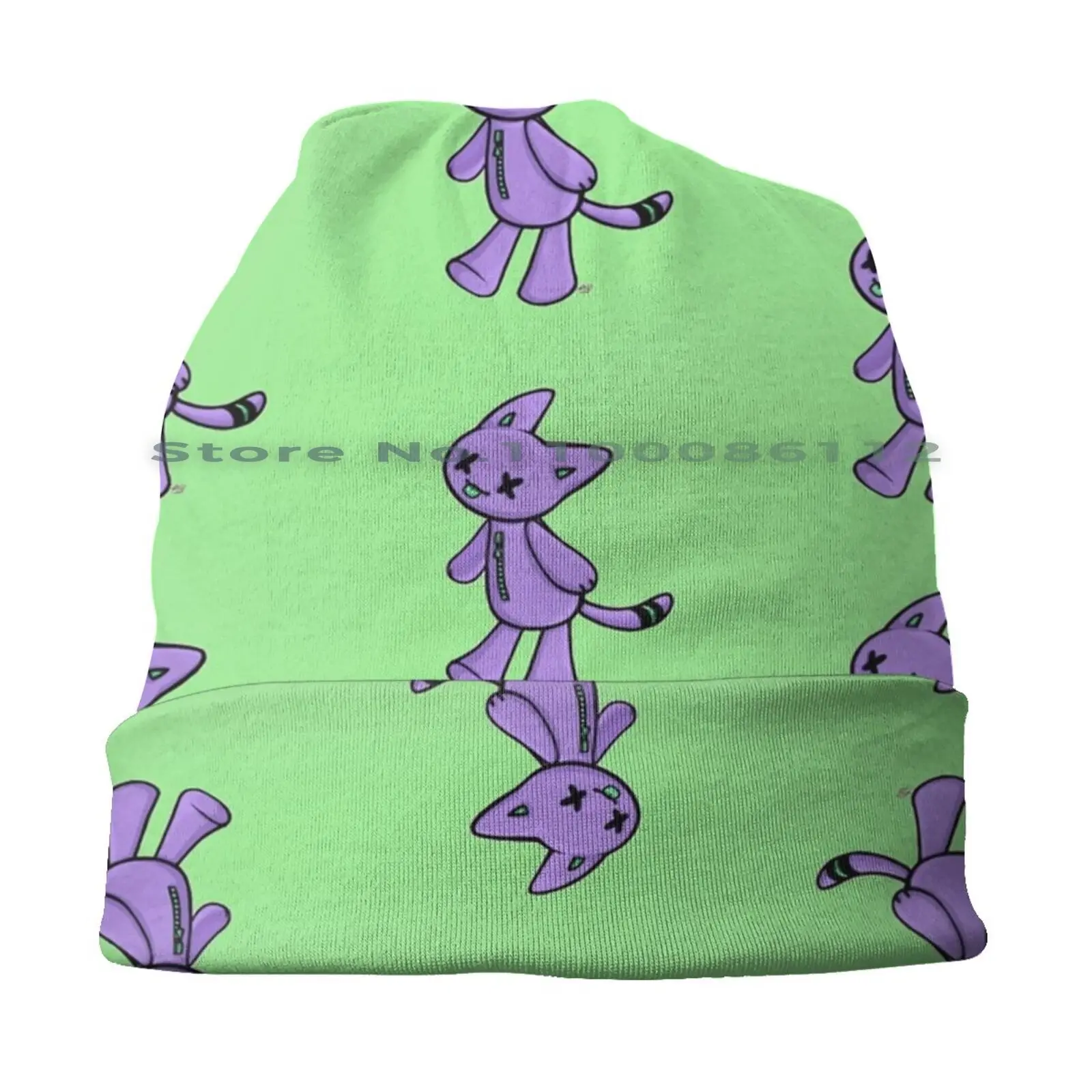 Mochi Beanies Knit Hat Cute Purple Green Cat Brimless Knitted Hat Skullcap Gift Casual Creative