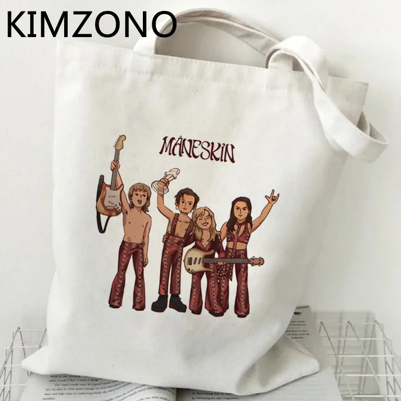 Bolsa de compras de couro maneskin, bolsa de compras reutilizável, tipo sacola de viagem