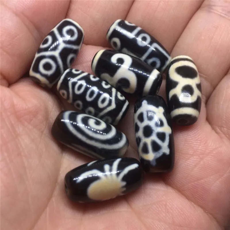 

1pcs/lot Rare Patterns Spiral Spider 10mm*20mm Black Color Natural Agate Amulet Tibetan Dzi Beads for Bracelet DIY Jewelry