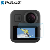 2 PCS PULUZ for GoPro Max LCD Display Screen Protector Tempered Glass Film Protective Film Screen Action Camera Accessories