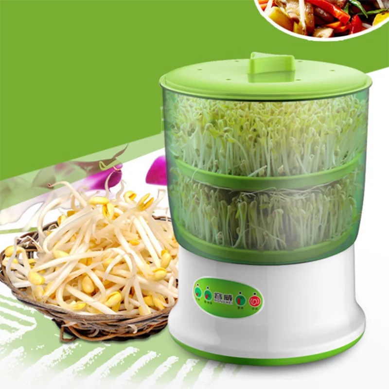 อัตโนมัติ Bean Sprout เครื่อง2-3ชั้นพร้อมแผ่นขนาดใหญ่ความจุ Thermostat สีเขียวเมล็ดพืชถั่วเครื่องปลูก