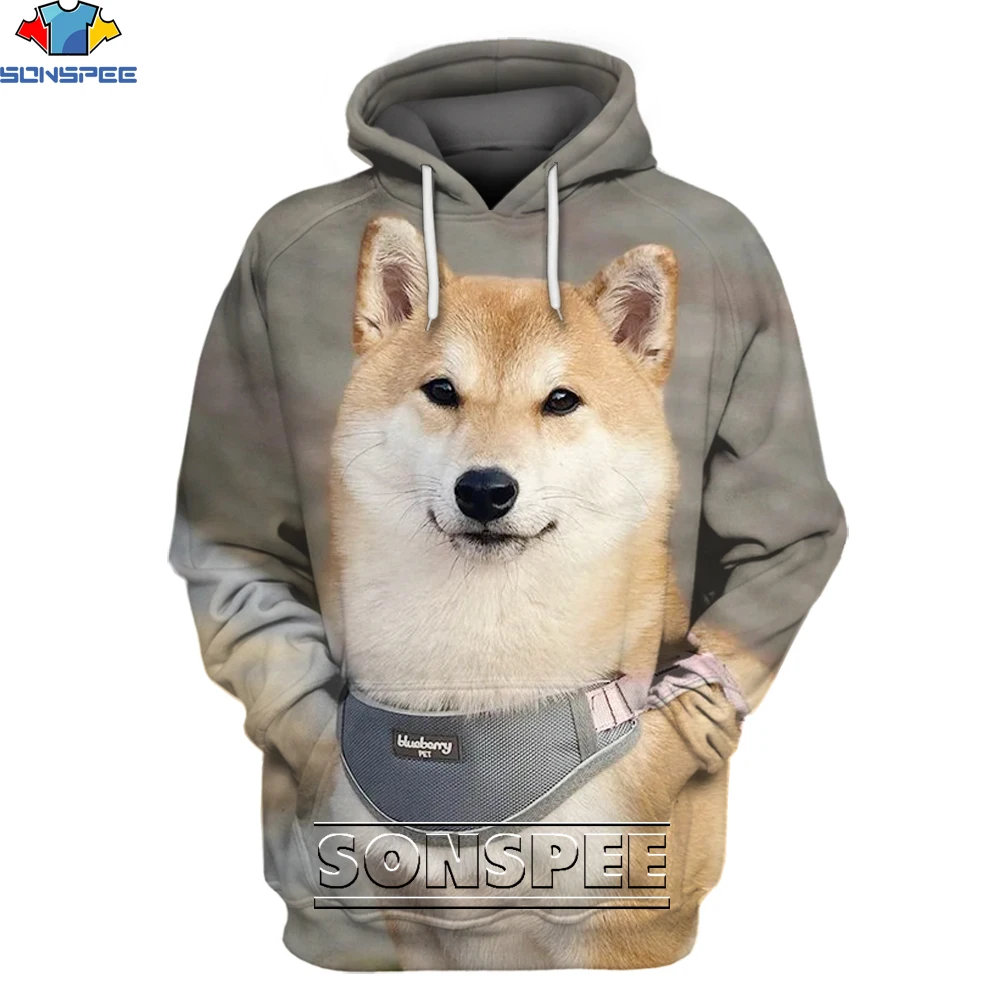 SONSPEE 3D Print Hoodies Men Kawaii Animal Shiba Inu Akita Dog Hooded Vintage Women Man Oversize Animals Pullover Unisex Kids