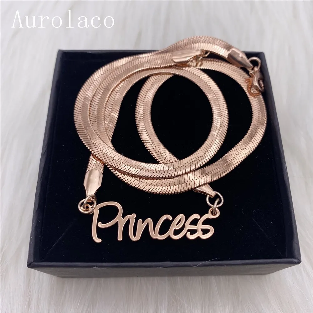 AurolaCo Custom Name Necklace Custom Snake Chain Necklace Stainless Steel Snake Choker Necklace  for Women Birthday Jewelry Gift