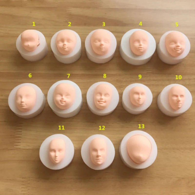 Cute Doll Head Face Moulds Fondant Cakes Decor Tools Silicone Molds Sugarcrafts Chocolate Baking Tools For Cakes Gumpaste Form