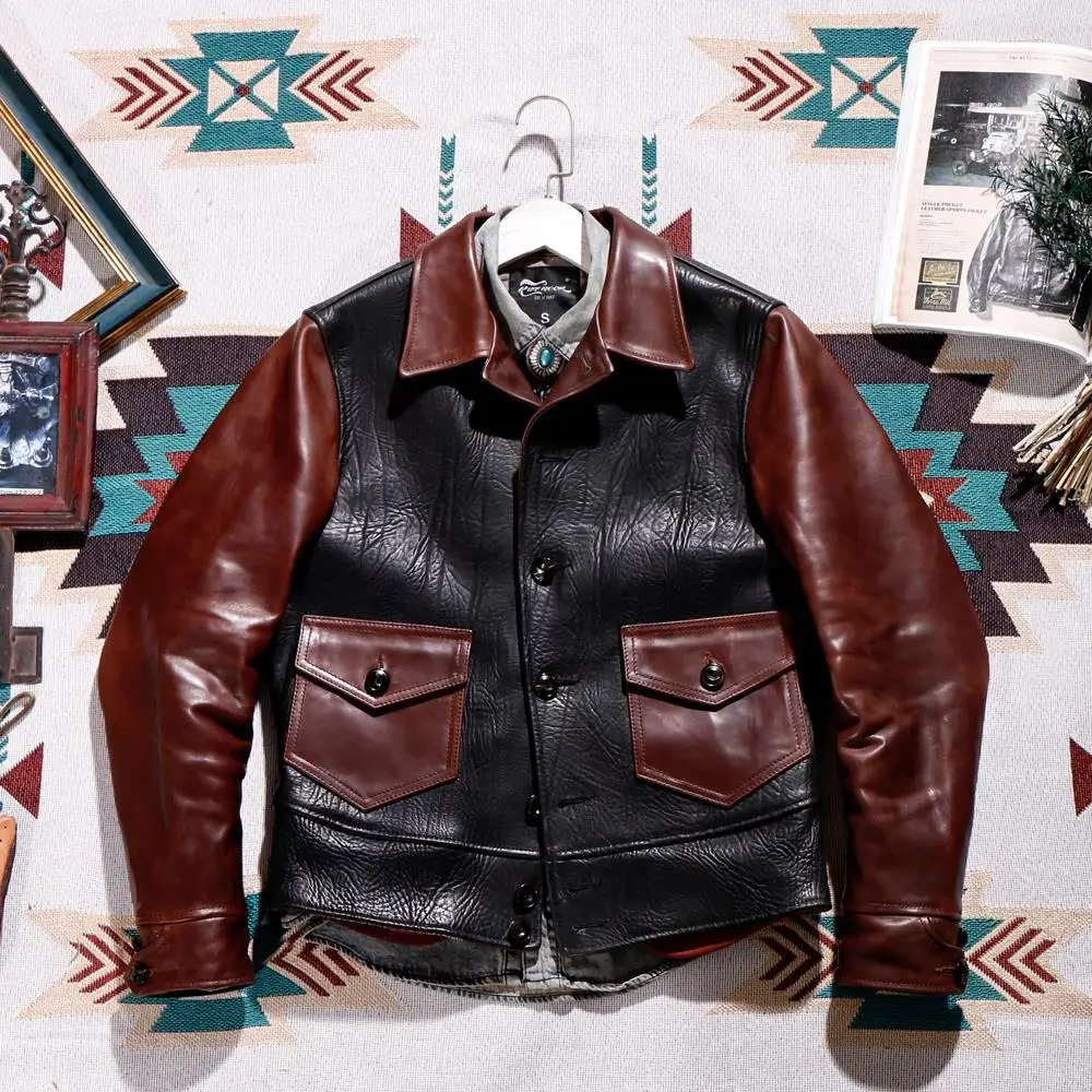 

Texture seek hegemony!Precious materials leather contrast color batiks horsehide American male leather restoring ancient ways