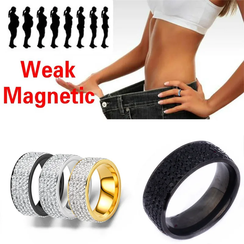 2020 new Fashion Stainless Steel Rhinestone Magnetic Slimming Weight Loss Care Fitness Lose Weight Burning five rows of ring