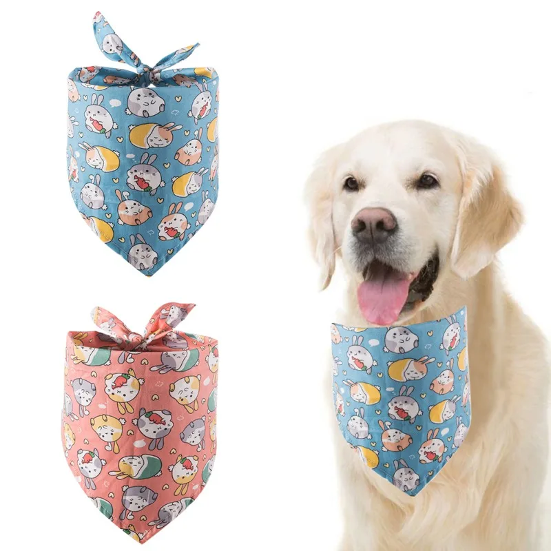 Cute Printed Dog Bandanas Puppy Cat Dog Bandana Bibs Large Dog Scarf Cotton Cartoon Cat Dog Accessories Summer Pet Supplies