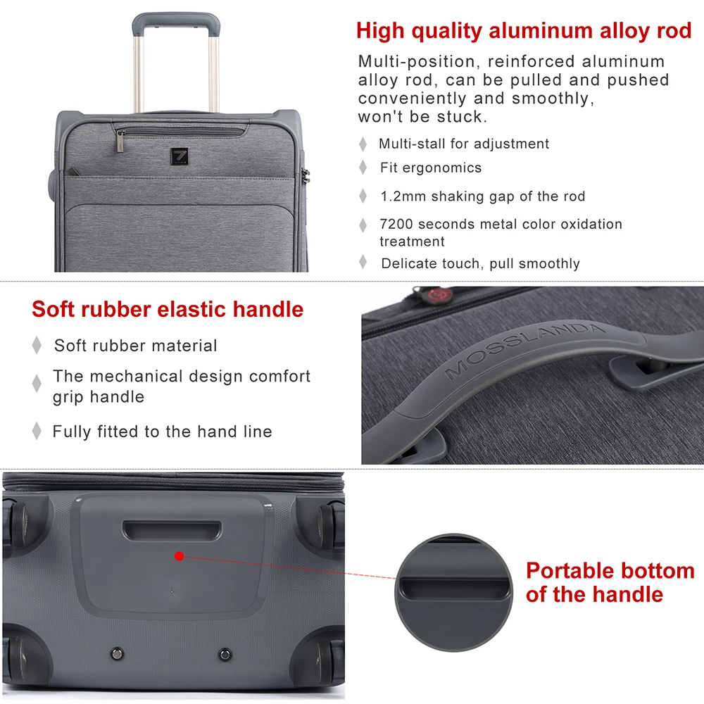 Uniwalker Newest Design Soft & Hard Shell Travel Luggage Hand Lightweight Cabin Size Kids Black Rolling Suitcase Luggage Bag