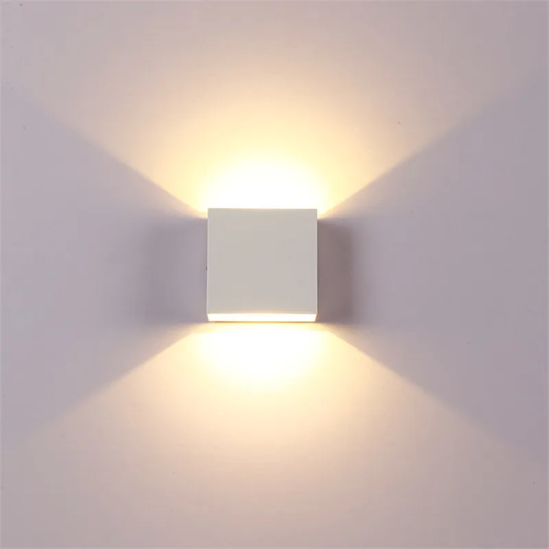 Lámpara LED de pared de aluminio, luz cuadrada, proyecto de riel, 6W, 12W, cabecera, habitación, dormitorio, arte