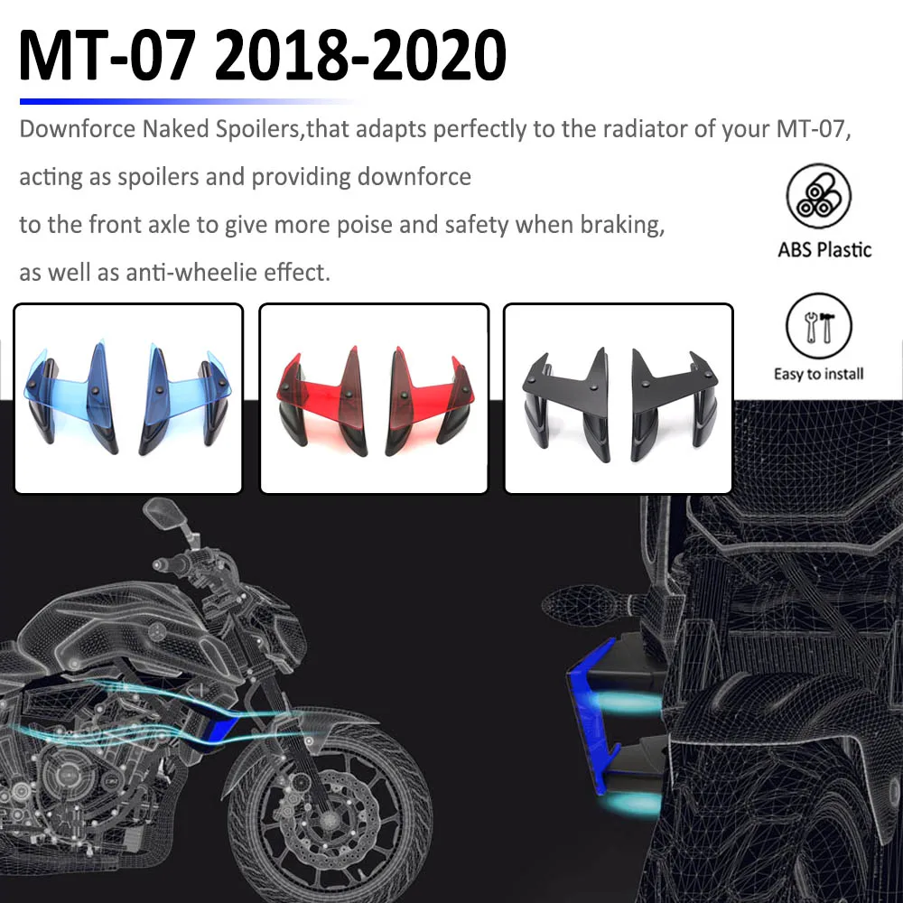 

Новинка для Yamaha MT-07 MT07 MT 07 2018 2019 2020 мотоциклетные боковые Спойлеры без одежды с фиксированным крылом Обтекатели крыла