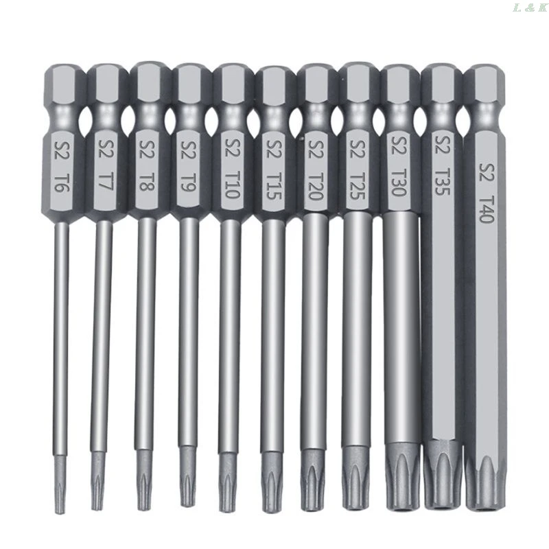 11/12pcs Tamper Proof Security Drill Bit Set Torx Screwdriver 1/4\