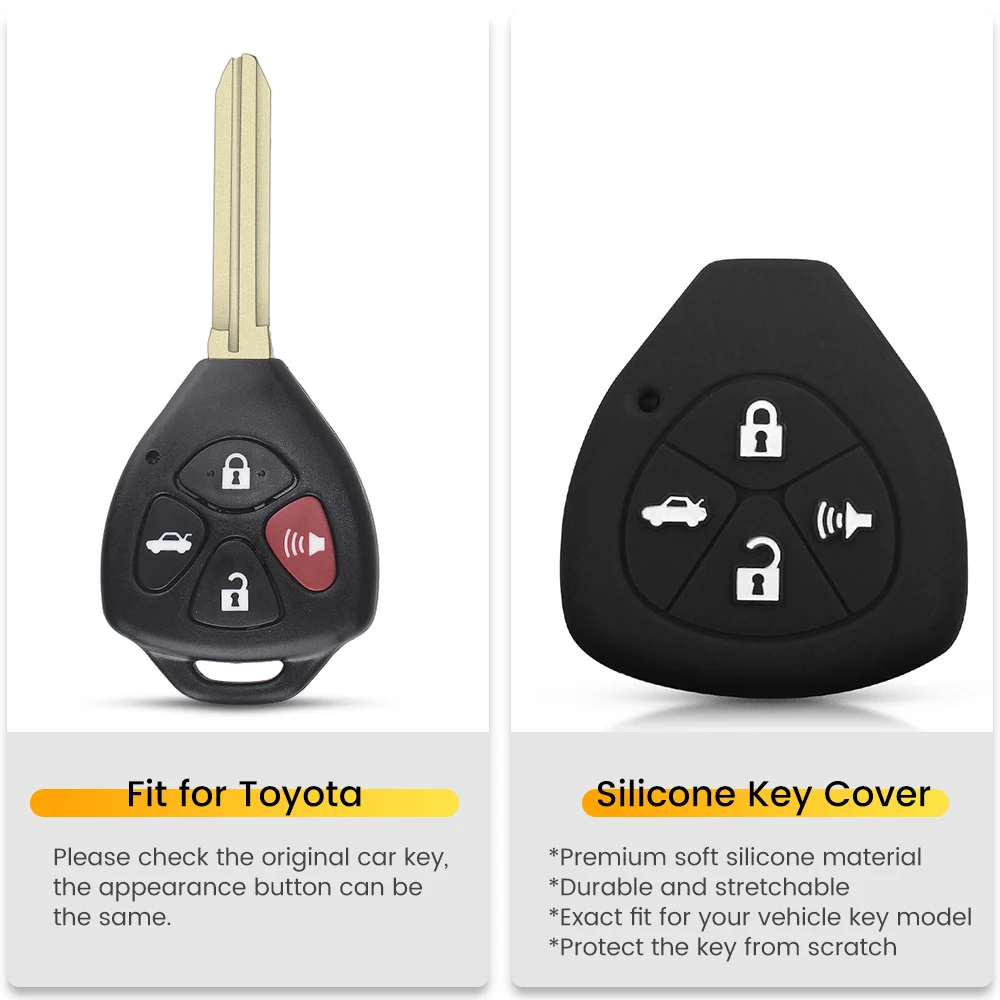 KEYYOU 4 Buttons Protective Cover For Toyota Camry Corolla Camry RAV4 2015 Accessories Remote Silicone Rubber Car Key Case Fob