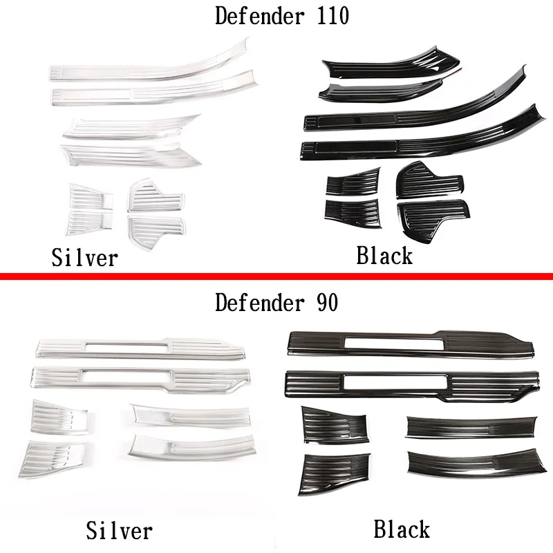 الفولاذ المقاوم للصدأ لاند روفر ديفندر 90 110 2020-2024 عتبة باب السيارة لوحة حماية ملصق مزخرفة الملحقات الداخلية #3