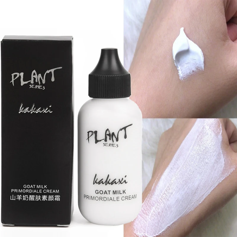 Goat Milk Foundation Cream Lazy Face Cream Full Coverage Waterproof Lasting White Brighten Professional Revitalizing Base