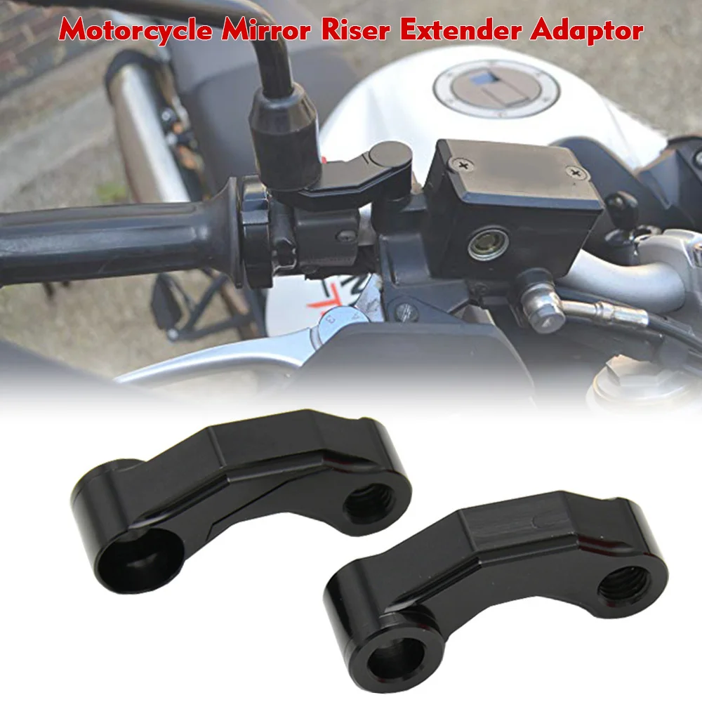 Motorcycle Mirror Riser Extender Adaptor 10mm Handlebar Mount Mirror Riser Extenders Spacers Extension Adapter