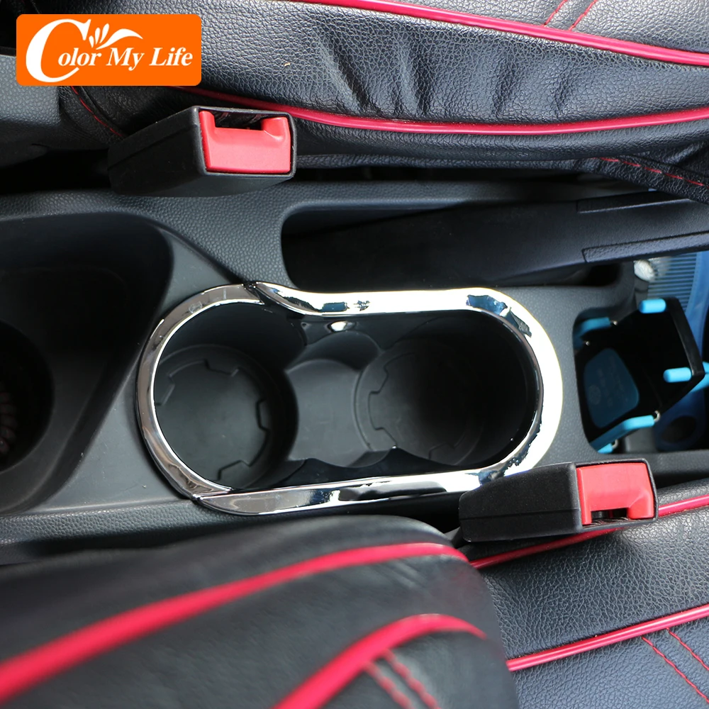 Car Drink Water Bottle Beverages Mount Stand Inner Central Armrest Water Cup Frame Trim Sticker for Ecosport 2013-2017