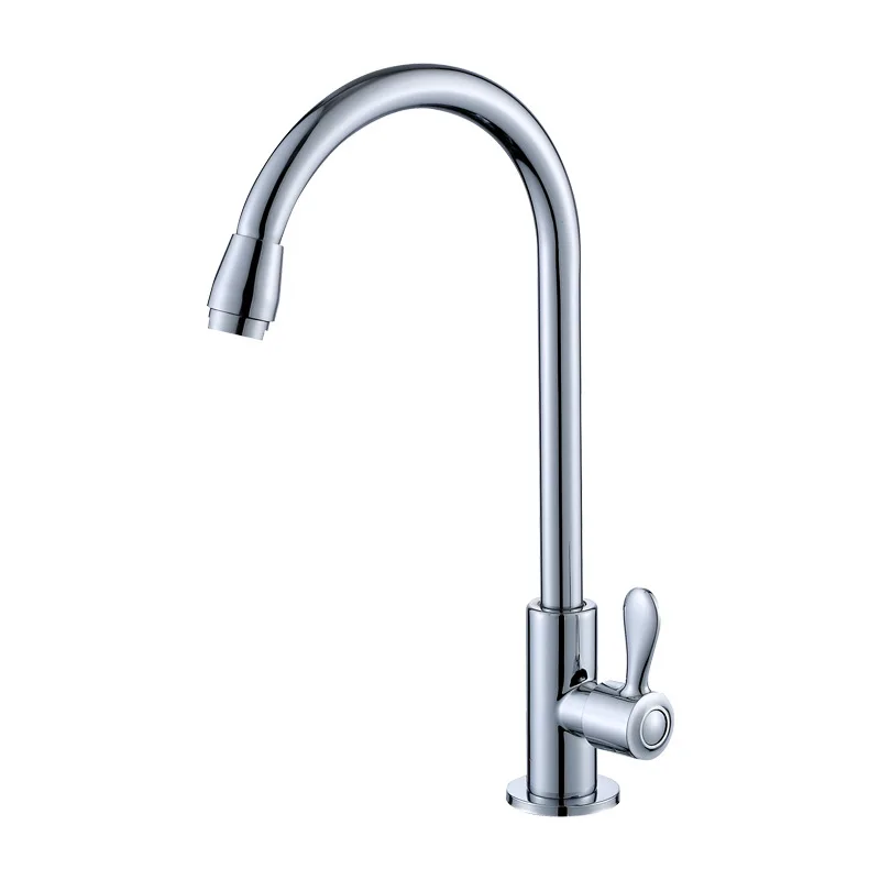 

Kitchen Faucets 304 Stainless Steel Chrome Single Cold Single Handle Single Hole Kitchen Sink Tap With 1 Hose