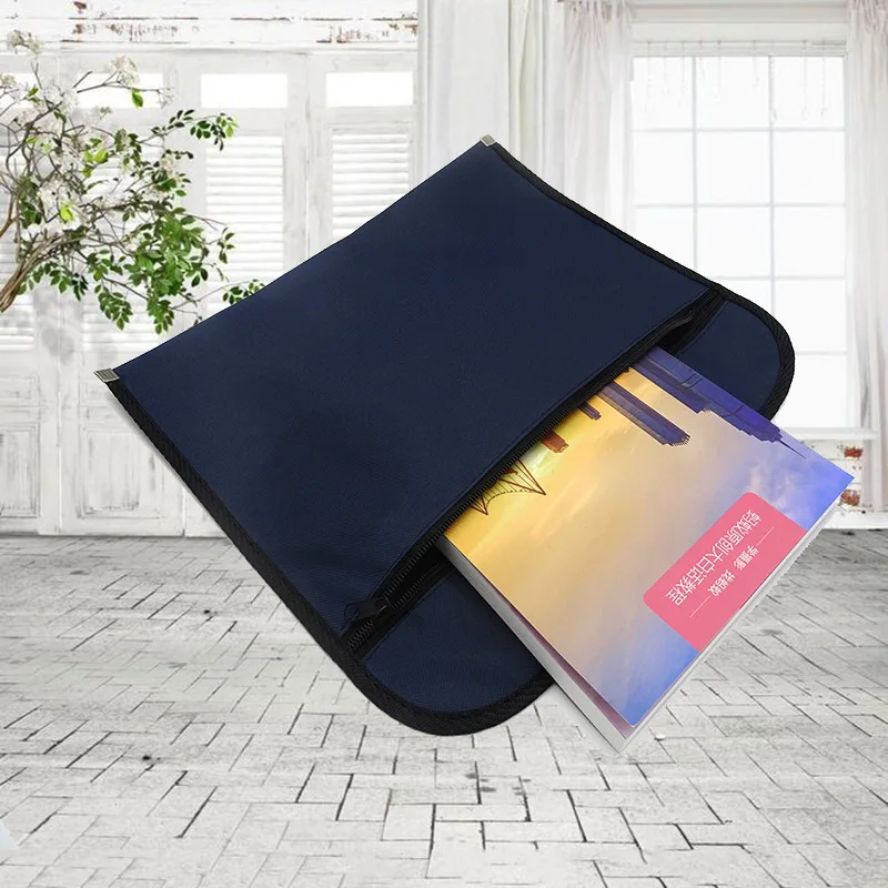 A4 B4 Waterproof Zipper Oxford Cloth Pocket Folder Bag Portable Notebook Organizer Handbag Document Bag Office Supplies