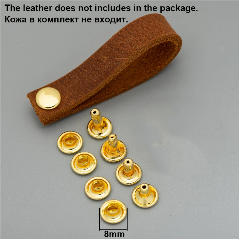 100pcs Brass Round Double Cap Rivets Stud Collision Nail Leather Craft Bag Belt Clothing Garment Shoe Decor Fastener