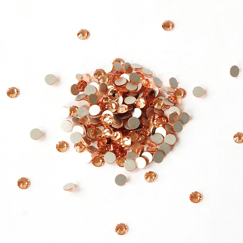 

Light Peach Color 2000NoHF Rhinestone Mix Size SS3-SS34 Non Hotfix Flatback Rhinestones For 3D Nail Art Gems