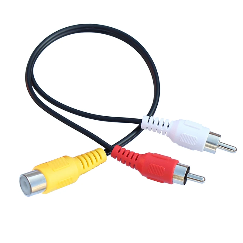 25cm 1 RCA Female to 2 RCA Male Cable RCA Y Splitter Cord  for Car Audio System Subwoofer Player