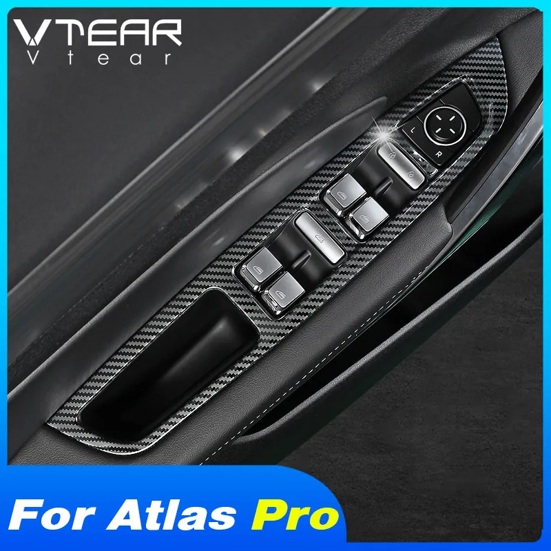 Vtear Autoruit Knop Cover Rvs Glas Lifting Panel Styling Decoratie Voor Geely Atlas Pro Azkarra Belgee X 70 2023
