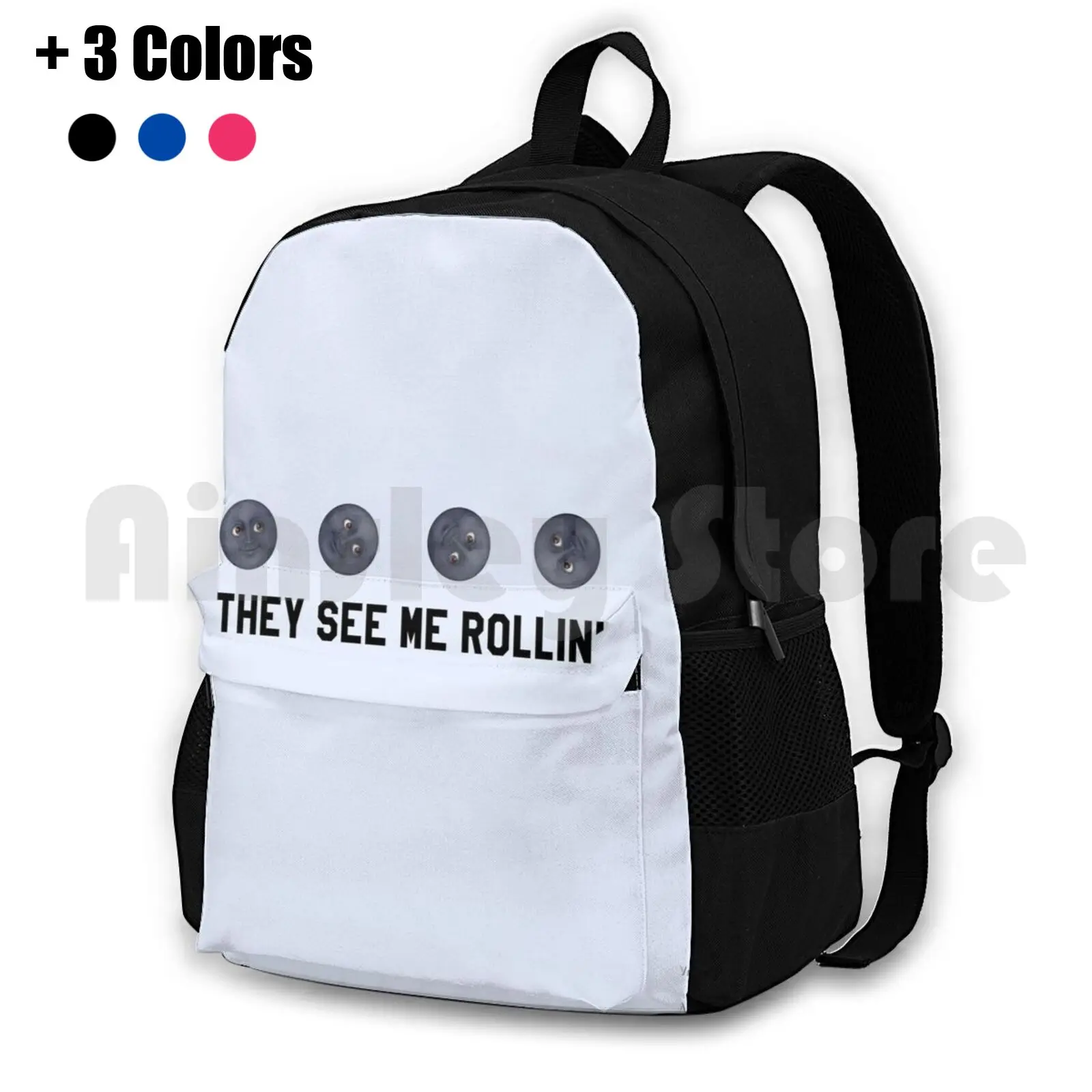 They See Me Rollin' ; Black Moon Trendy / Hipster / Tumblr Meme Outdoor Hiking Backpack Riding Climbing Sports Bag They See