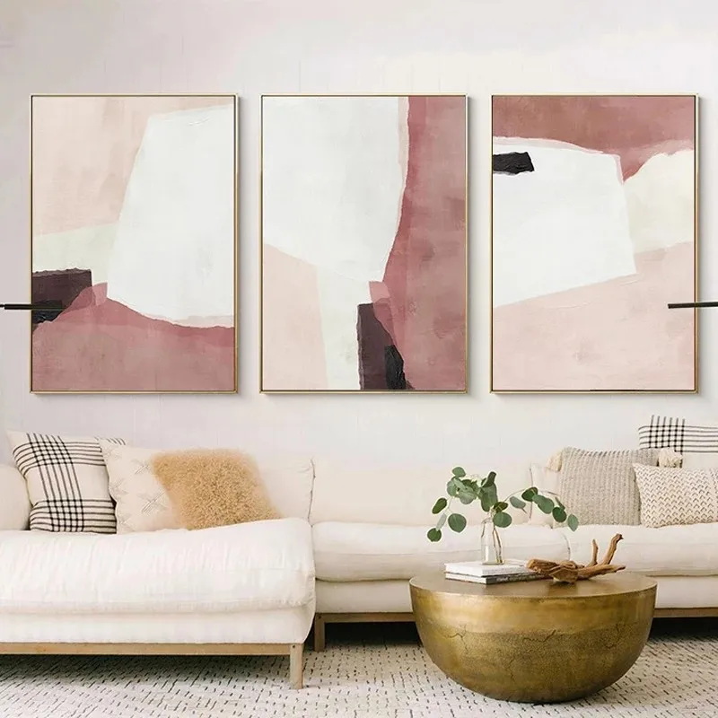 

Minimalist Scandinavian Pink Canvas Wall Art Paintings Modern Nordic Abstract Posters Print Pictures for Dining Room Home Decor