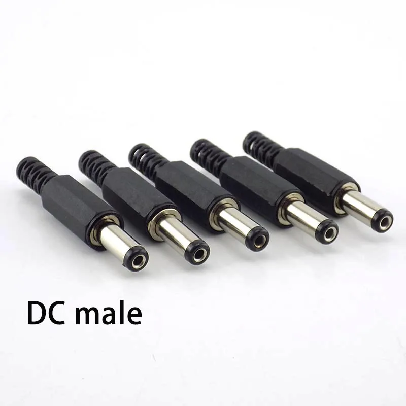 Conector de alimentación de CC de 5 piezas, adaptador de enchufe macho y hembra, conectores de 2,1mm x 5,5mm para proyectos de bricolaje, desmontaje, enchufe macho hembra E1