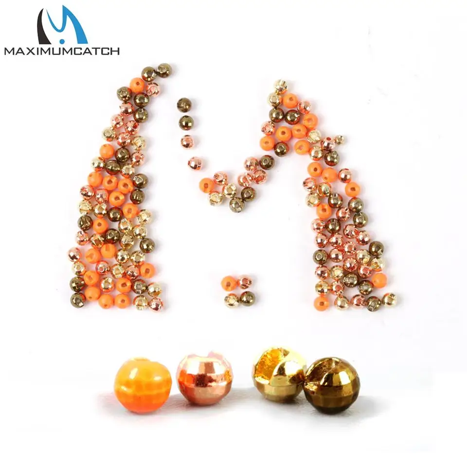 Maximumcatch 25 Pieces 2.5mm/3.0mm/3.5mm Tungsten Diamond Slotted Beads Fly Tying Beads Gold/Bronze/Copper/Orange Color