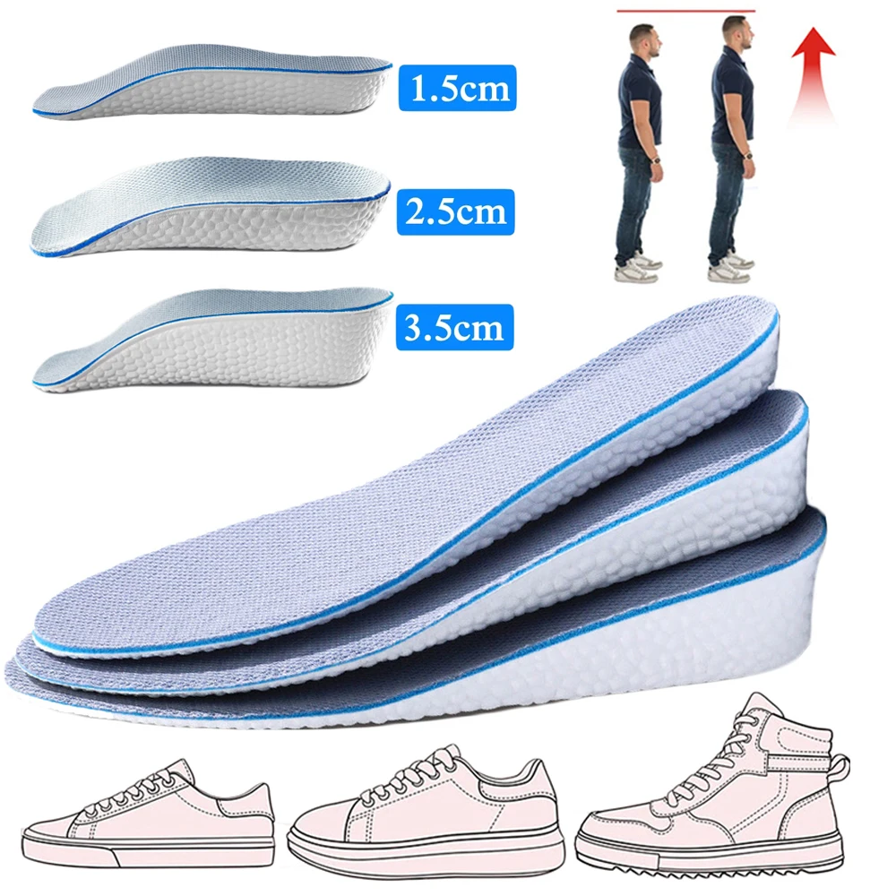 Memory Foam Height Increase Insoles for Women\'s Shoes Men Sneakers Orthopedic Insoles for Flat Feet Arch Support Lift Shoe Pads