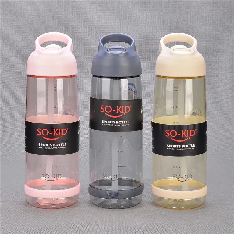 550ml/800ml/1000ml Sports Water Bottle With Straw Portable Sport Fitness Bottles Cute Kids Baby Drinkware Waterbottle