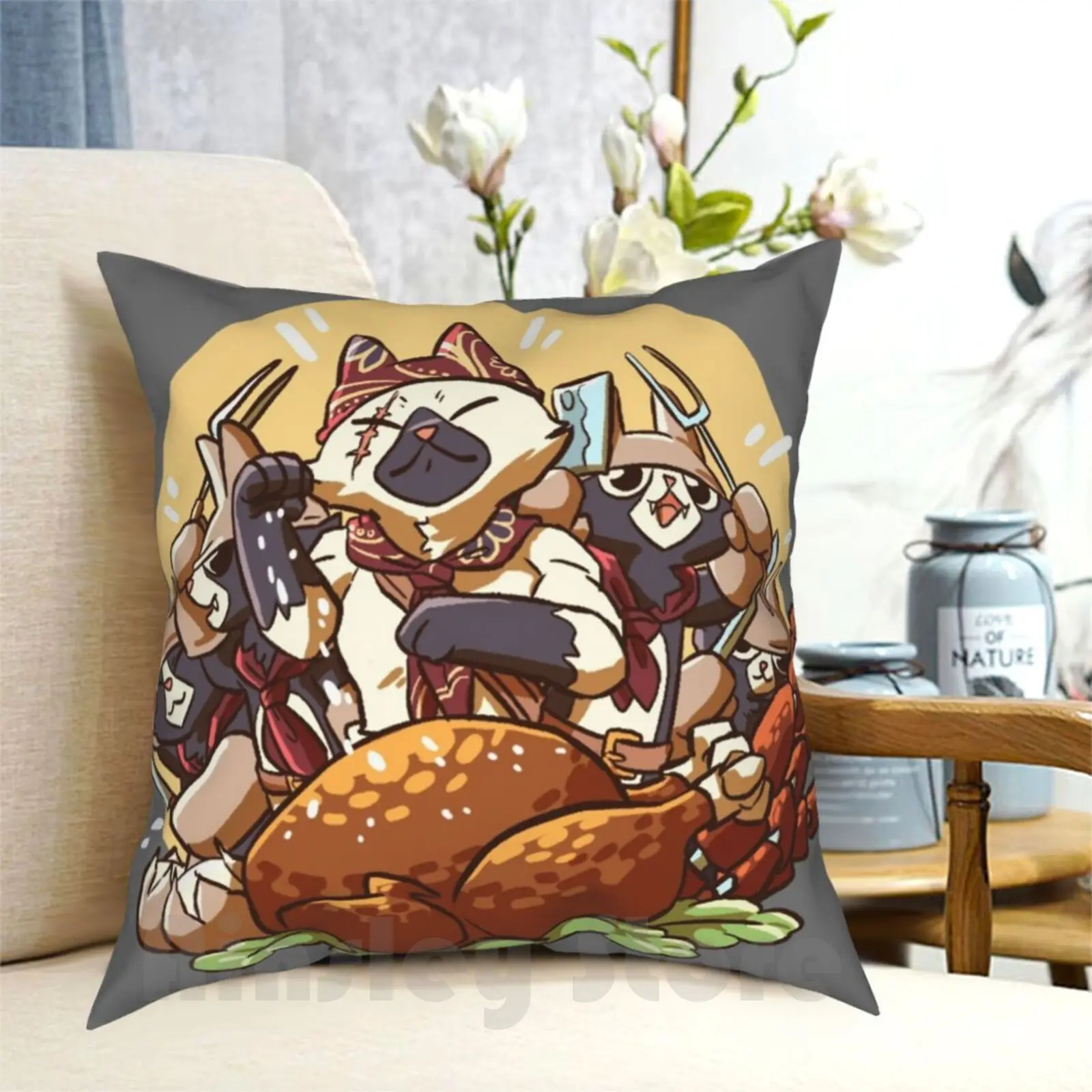 Meowscular Chef Bae funda de almohada impresa hogar suave almohada Monsterhunter Monster Hunter World Monster Hunter World