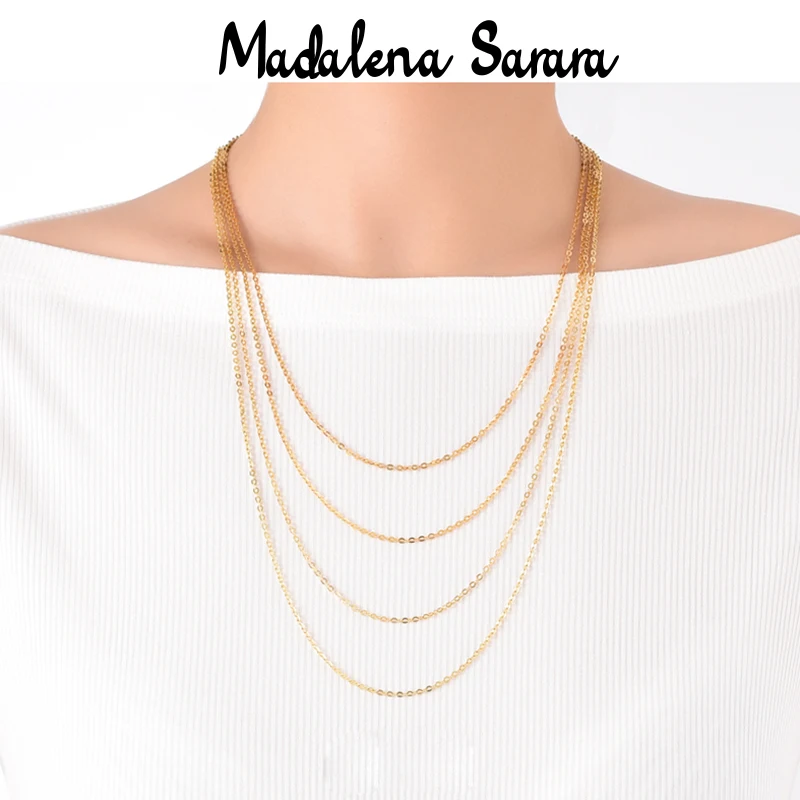 Imagem -02 - Madalena Sarara18k Gold Corrente O-shape para Mulheres Colar Bling Liso Corrente Pura