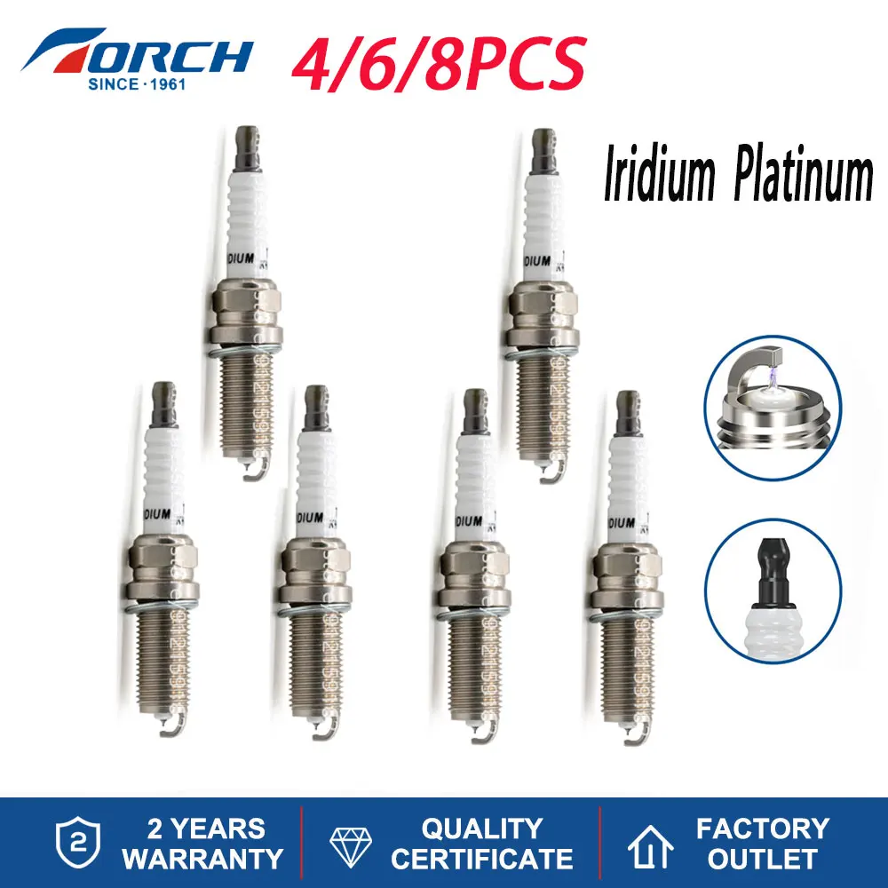 4-8PCS Iridium Spark Plugs TORCH KH5RTIP-11 Replace for Candles 1637 ILFR5B11 92373 SILFR5A11 HYUNDAI/KIA 18840-11051 FR8SPP332