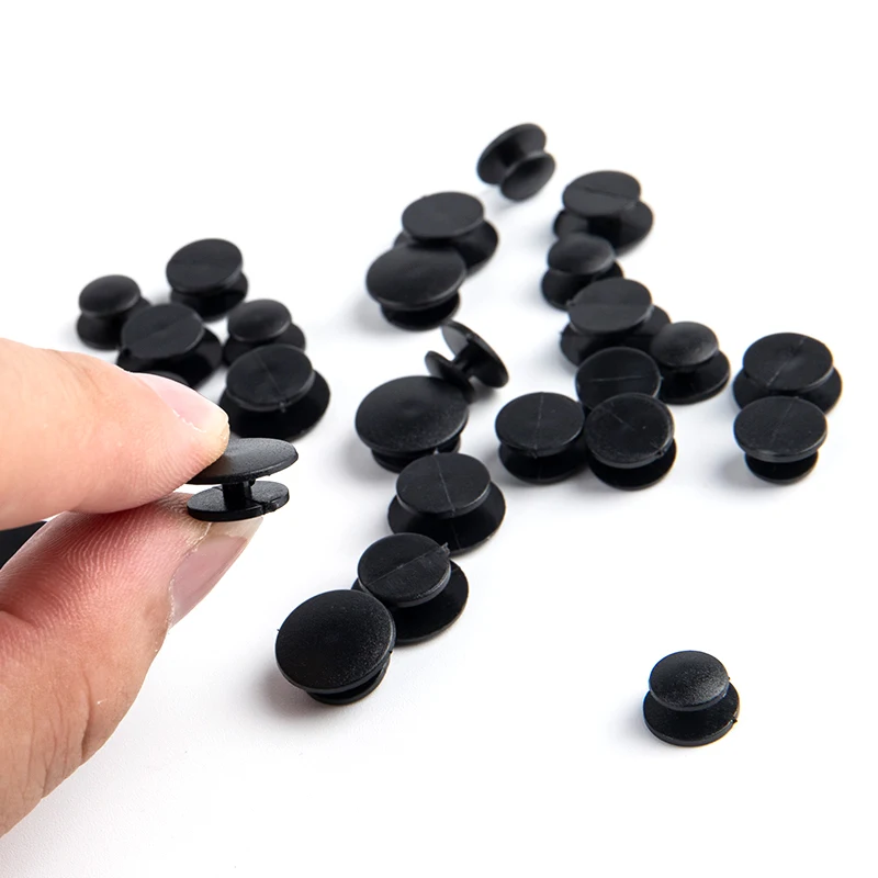 25pcs 8mm/10mm/12mm/13mm Common Cheap Black Button Plastic Ornaments Fit Shoe Decoration Lightweight Children DIY Accessory