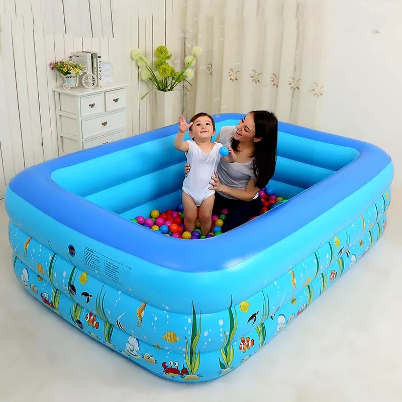 

1.2-2.1M Three-ring Baby Inflatable Printing Swimming Pool Environmentally Friendly PVC Playing Bathing Pool For Family Children