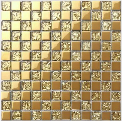 Electroplated Gold Glass Tile Kitchen Backsplash Bathroom Wall Tile CGMT1904 Glass Mosaics