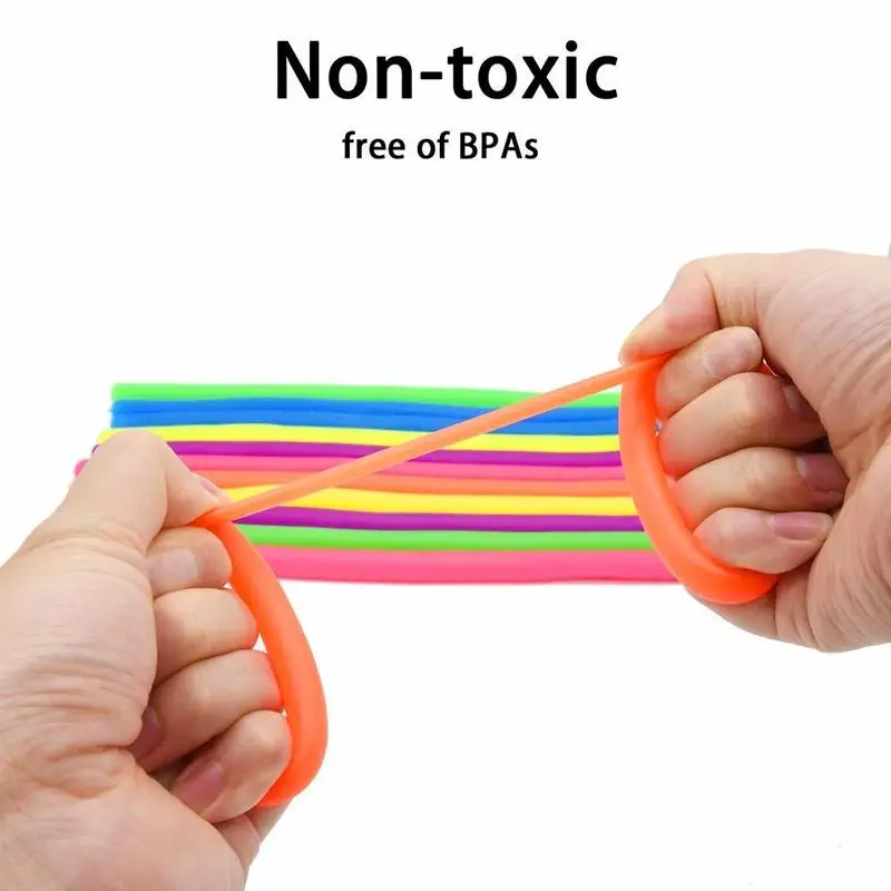 6Pcs Stretchy Noodle String Neon Kids Childrens Fidget Stress Relief Sensory Toy Decompression Elastic Rope Anti-Anxiety Toys