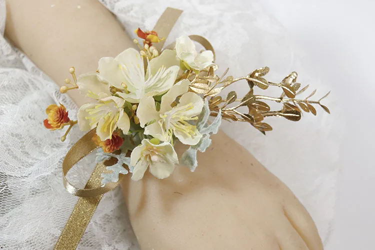 Champagne Gold Artifical Boutonnieres Wedding Supplies for Wedding Corsage Marriage