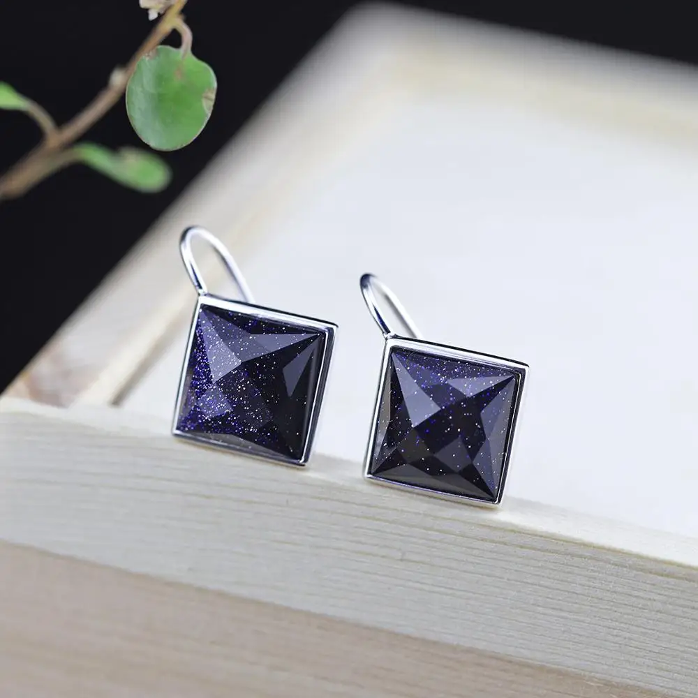 

Уродливые персонализированные граненые зеленые серьги с кристаллами для женщин, квадратные серьги из настоящего серебра 925, однотонное серебро Brincos Bijoux E1583