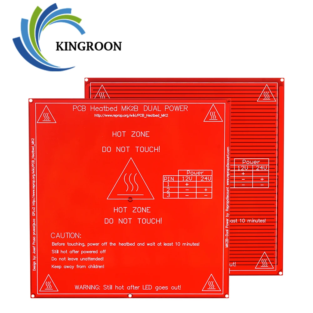 KINGROON Upgraded MK2A MK2B MK3 Heatbed PCB Heated bed Dual 12V 24V HotBed 3D Printer Parts Print platform 214x214mm 220x220mm