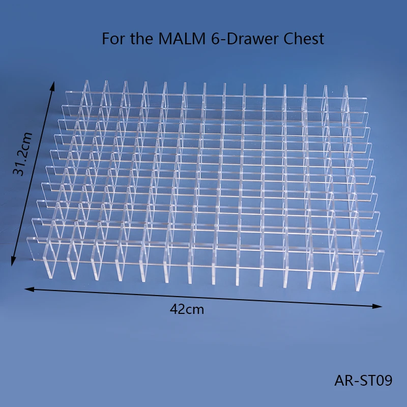 ANON Acrylic Dividers Set for the MALM Chest of 6 Drawers, Makeup Organizer Lipstick Storage Divider MALM Drawer, Lip Divider