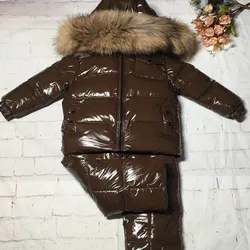 2024 winter Jacket +pant child winter White duck down Suit snowsuit coat child suit jackets + trousers overcoat parka boy girl