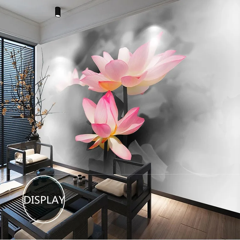 Custom Mural Wallpaper 3D New Chinese Style Hazy Misty Lotus Pond TV Background Wall Mural Papel De Parede Fresco Tapety Stick