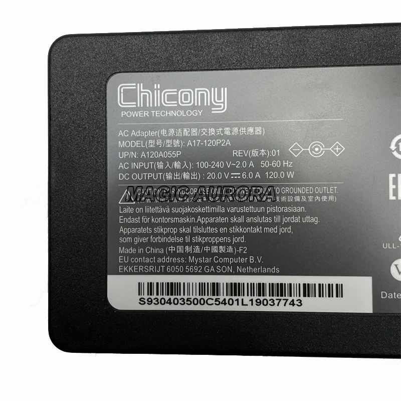 Imagem -02 - Chicony-carregador Portátil com um Pino Adaptador de Alimentação A17120p2a para Msi Gf63 Thin Ms-16r5 20v 6a 120w 4.5x3.0 mm