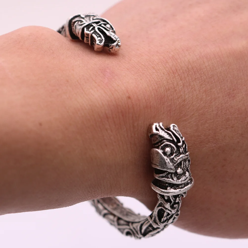 1pcs Talisman Jewelry Animal Wolf Head Bracelet Viking Bracelet and Bangle Wolf Head Bracelet For Men and Women with Gift Bag