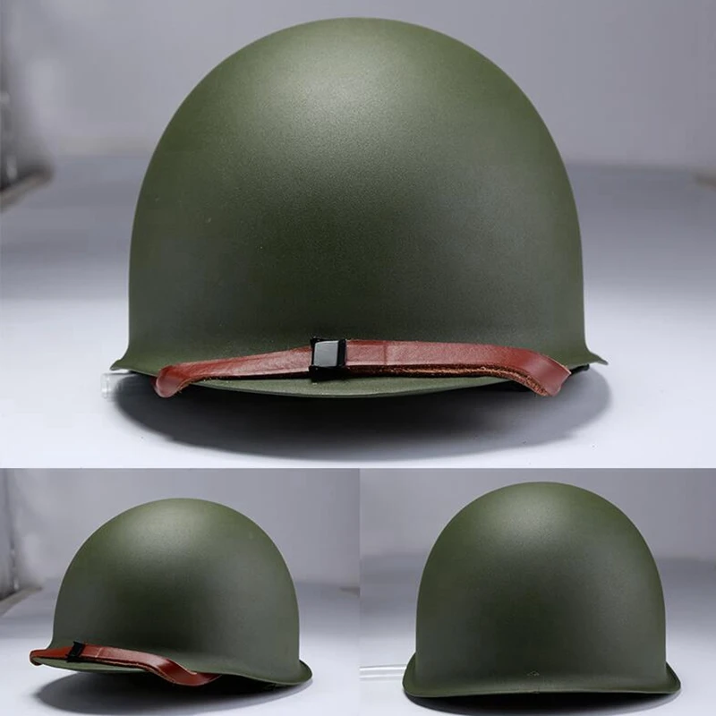 Tactical M1 Helmet Durable Heavy Duty Helmet Adjustable with Net Canvas Green Steel Helmet Paintball Equipment Field