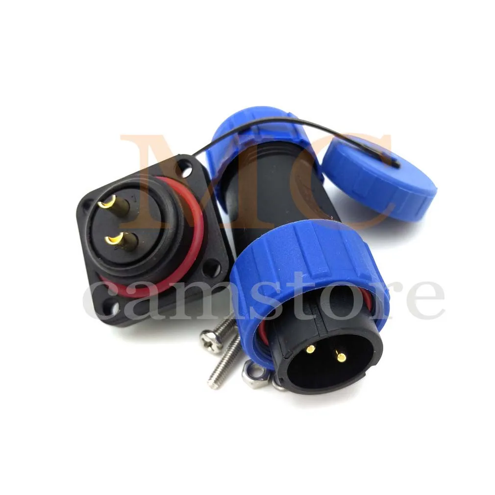 SP21 IP68 waterproof connector male plug & female socket 2 pin panel Mount wire cable connector aviation plug